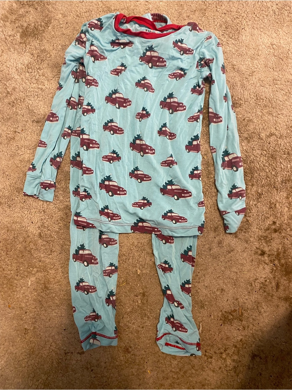 Kickee Pants Light Blue Holiday Truck Pajama Set